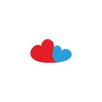 två hjärta, moln geometrisk symbol enkel logotyp vektor