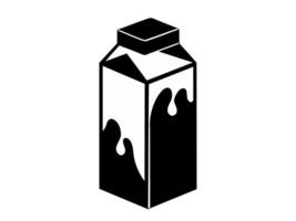 svart och vit silhuett av mjölk kartong eller juice kartong. naiv förpackning ikon i svartvit stil. mejeri eller dryck behållare. grafisk design element. isolerat på vit bakgrund. skriva ut. vektor