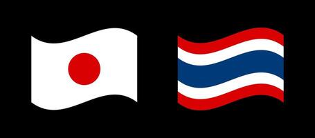 flattern japanisch und thailändisch winken Flaggen, Thailand und Japan zwischen Freundschaft. vektor