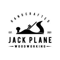 retro Jahrgang, Antiquität Holzarbeiten, Jack Flugzeug Logo Design Vorlage vektor