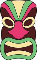 Illustration von ethnisch Tiki Maske. hawaiisch Totem Kultur im Karikatur Design vektor