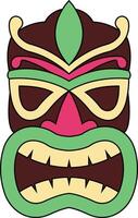 illustration av etnisk tiki mask. hawaiian totem kultur i tecknad serie design vektor