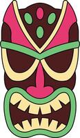illustration av etnisk tiki mask. hawaiian totem kultur i tecknad serie design vektor