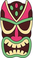 Illustration von ethnisch Tiki Maske. hawaiisch Totem Kultur im Karikatur Design vektor