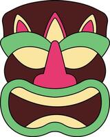 illustration av etnisk tiki mask. hawaiian totem kultur i tecknad serie design vektor