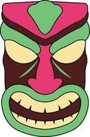 Illustration von ethnisch Tiki Maske. hawaiisch Totem Kultur im Karikatur Design vektor