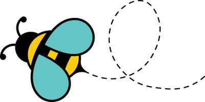 Biene fliegend Pfad im Karikatur Stil. isoliert Illustration. vektor