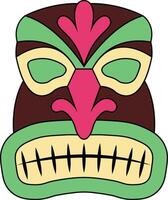 Illustration von ethnisch Tiki Maske. hawaiisch Totem Kultur im Karikatur Design vektor