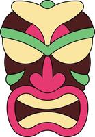 illustration av etnisk tiki mask. hawaiian totem kultur i tecknad serie design vektor