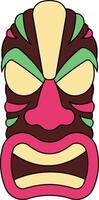 illustration av etnisk tiki mask. hawaiian totem kultur i tecknad serie design vektor