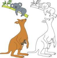 Känguru und Koala Clip Art. wild Tiere Clip Art Sammlung zum Liebhaber von Dschungel und Tierwelt. diese einstellen werden Sein ein perfekt Zusatz zu Ihre Safari und Zoo-Themen Projekte vektor