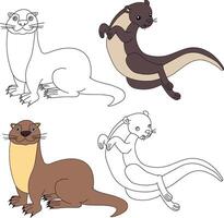 Otter Clip Art. Wasser- Tier Clip Art zum Liebhaber von unter Wasser Meer Tiere, Marine Leben, und Meer Leben vektor