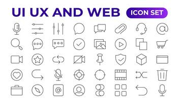 mega uppsättning av ui ux ikon uppsättning, användare gränssnitt iconset samling. grundläggande användare gränssnitt grundläggande uppsättning. 200 linje översikt ikoner. för app, webb, print.outline ikon samling. vektor