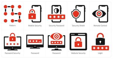 en uppsättning av 10 säkerhet ikoner som mönster, mobil säkerhet, säkerhet Lösenord vektor