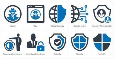 ein einstellen von 10 Sicherheit Symbole wie Hacker, Spion, global Sicherheit vektor