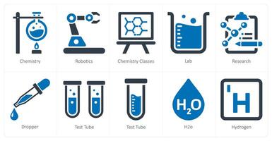 ein einstellen von 10 Wissenschaft und Experiment Symbole wie Chemie, Robotik, Chemie Klassen vektor