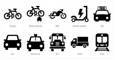 ein einstellen von 10 mischen Symbole wie Fahrrad, elektrisch Fahrrad, Fahrrad vektor