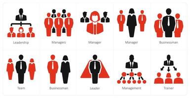 ein einstellen von 10 Führung Symbole wie Führung, Manager, Geschäftsmann vektor
