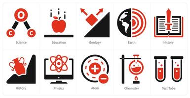 ein einstellen von 10 Wissenschaft und Experiment und Experiment Symbole wie Wissenschaft und Experiment, Ausbildung, Geologie vektor