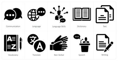 en uppsättning av 10 språk ikoner som kommunikation, språk, språk Kompetens vektor