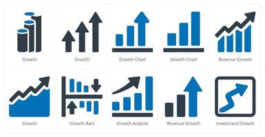 ein einstellen von 10 Diagramme und Berichte Symbole wie Wachstum, Wachstum Diagramm, Einnahmen Wachstum vektor