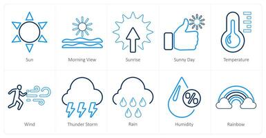 ein einstellen von 10 mischen Symbole wie Sonne, Morgen Sicht, Sonnenaufgang vektor