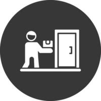 dörr till dörr leverans glyf omvänd ikon vektor