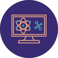 Computer Wissenschaft Linie zwei Farbe Kreis Symbol vektor