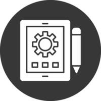 Invertiertes Symbol für Tablet-Glyphe vektor