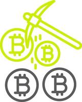 Bitcoin Bergbau Linie zwei Farbe Symbol vektor