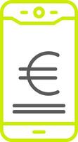 Euro Handy, Mobiltelefon Zahlen Linie zwei Farbe Symbol vektor