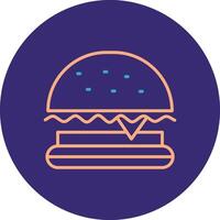 Burger schnell Essen Linie zwei Farbe Kreis Symbol vektor