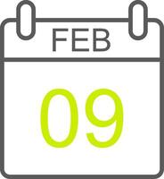 februari linje två Färg ikon vektor