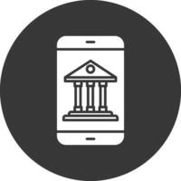 mobil bank glyf omvänd ikon vektor
