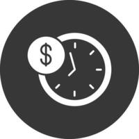 Zeit ist Geld Glyphe invertiert Symbol vektor