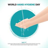 värld hand hygien dag eller global handtvättande dag med tvättning händer vektor