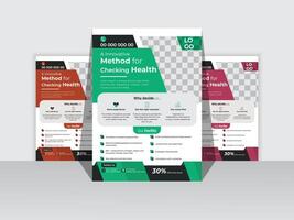 modern medicinsk flygblad malldesign. sjukvårdsföretag reklambladsmall, medicinsk och hälsovård modern reklambladsmall. hälsa läkare flygblad design. vektor