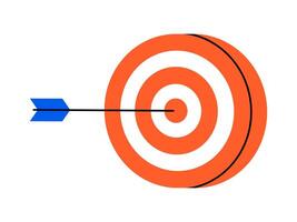 Hand gezeichnet süß Illustration von Pfeil schlagen Center von Ziel. eben schlagen das Stier Auge im Gekritzel Stil. erfolgreich Geschäft Strategie Symbol. Tor Leistung. finden Problem Lösung. isoliert. vektor