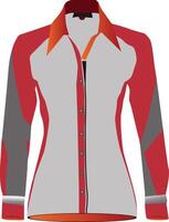 en röd och vit skjorta med rand på de främre vektor