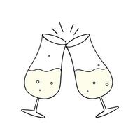 ouline illustration champagne. hand dragen skiss. illustration för hjärtans dag, bröllop vektor
