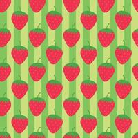 sömlös jordgubb mönster.sommar bakgrund med röd bär på en grön bakgrund. vektor
