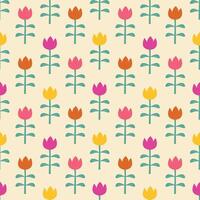 Jahrgang nahtlos Blumen- Muster mit Tulpen. ein Hintergrund von hell Tulpe Blumen auf ein Rosa Hintergrund. Grafik zum Drucken auf Oberflächen und Netz Design. vektor
