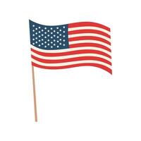 amerikanisch Flagge im eben Stil isoliert auf Weiß Hintergrund. Denkmal Tag und Unabhängigkeit Tag Konzept. vektor