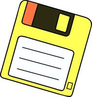 gul diskett disk, 90 s teknologi, gammal disk, cd-rom, årgång teknologi, gammal teknologi, dator fil, bärbar hård disk, dator illustration bakgrund vektor