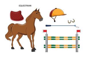 Pferdesport Sport mit Pferd und Ausrüstung vektor