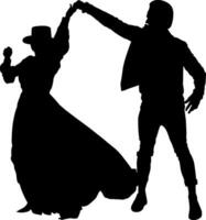 Silhouette romantisch Paar tanzen auf das Weiß Hintergrund vektor