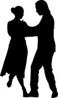 Silhouette romantisch Paar tanzen auf das Weiß Hintergrund vektor