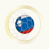 slovenien scoring mål, abstrakt fotboll symbol med illustration av slovenien boll i fotboll netto. vektor