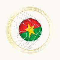 Burkina faso scoring mål, abstrakt fotboll symbol med illustration av Burkina faso boll i fotboll netto. vektor