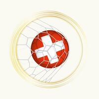 schweiz scoring mål, abstrakt fotboll symbol med illustration av schweiz boll i fotboll netto. vektor